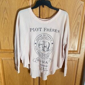 We The Free Brand Pink Graphic Long Sleeve Top. Oversized. Marked XS